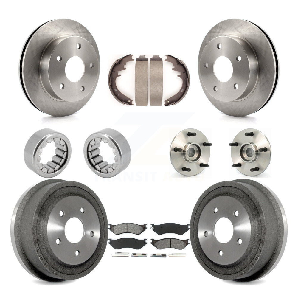 Hub Bearing Disc Brake Rotor & Pad Shoe Front Rear Kit (10Pc) For Dodge Ram 1500