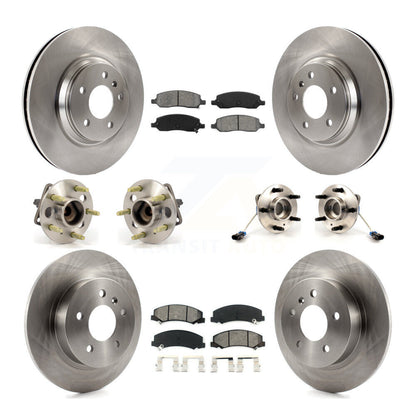 Hub Bearing Brake Rotor & Pad Front Rear Kit (10Pc) For 06-11 Buick Lucerne 4.6L