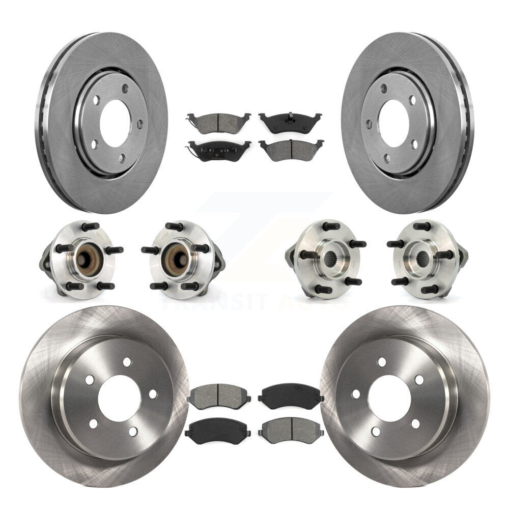 Hub Bearing Brake Rotor Pad Front Rear Kit (10Pc) For Dodge Caravan Grand Town &