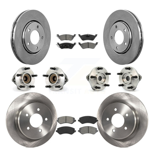 Hub Bearing Brake Rotor Pad Front Rear Kit (10Pc) For Dodge Caravan Grand Town &