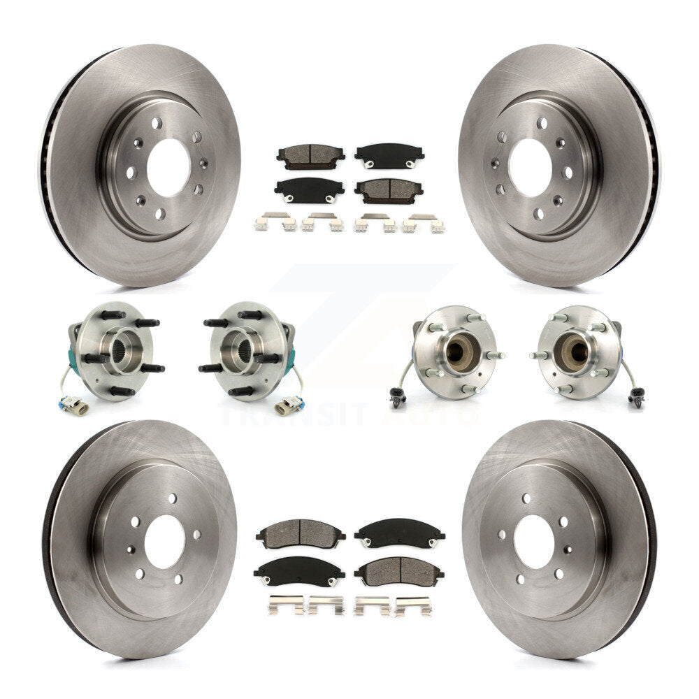 Hub Bearing Brake Rotor & Pads Front Rear Kit (10Pc) For 06-07 Cadillac CTS Base