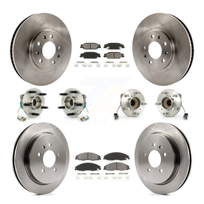 Hub Bearings Disc Brake Rotors And Pads Front Rear Kit (10Pc) For Cadillac CTS