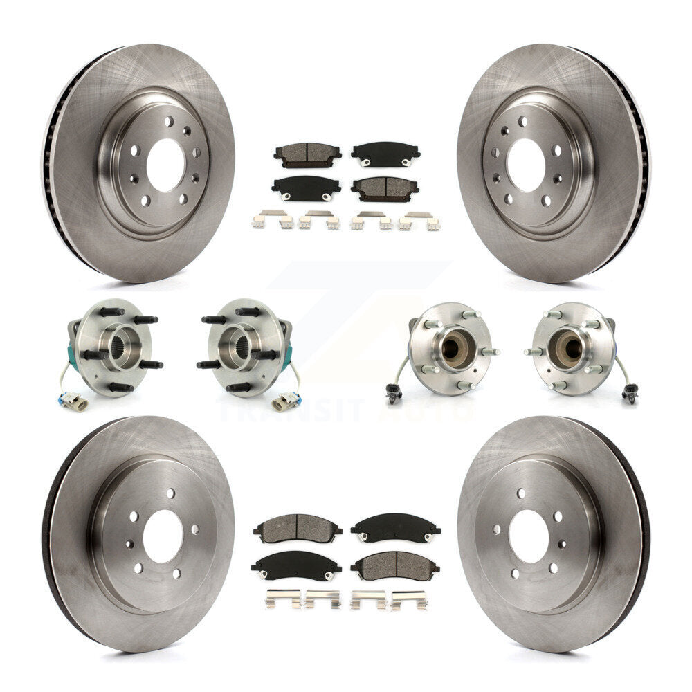 Hub Bearing Brake Rotor & Pads Front Rear Kit (10Pc) For 06-07 Cadillac CTS Base