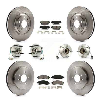 Hub Bearing Brake Rotor & Pads Front Rear Kit (10Pc) For 06-07 Cadillac CTS Base