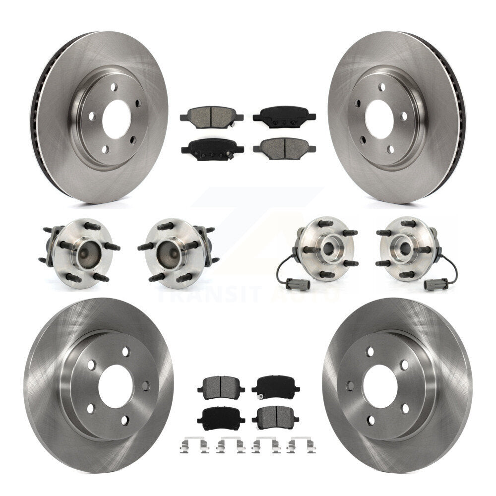 Hub Bearing Brake Rotor & Pads Front Rear Kit (10Pc) For Chevrolet Cobalt Saturn