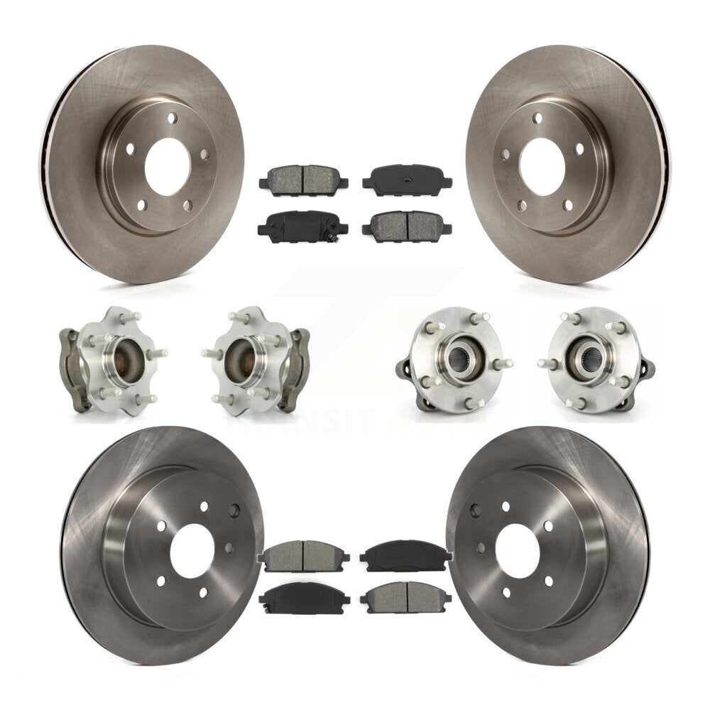 Hub Bearing Brake Rotor And Pad Front Rear Kit (10Pc) For 2004-2009 Nissan Quest