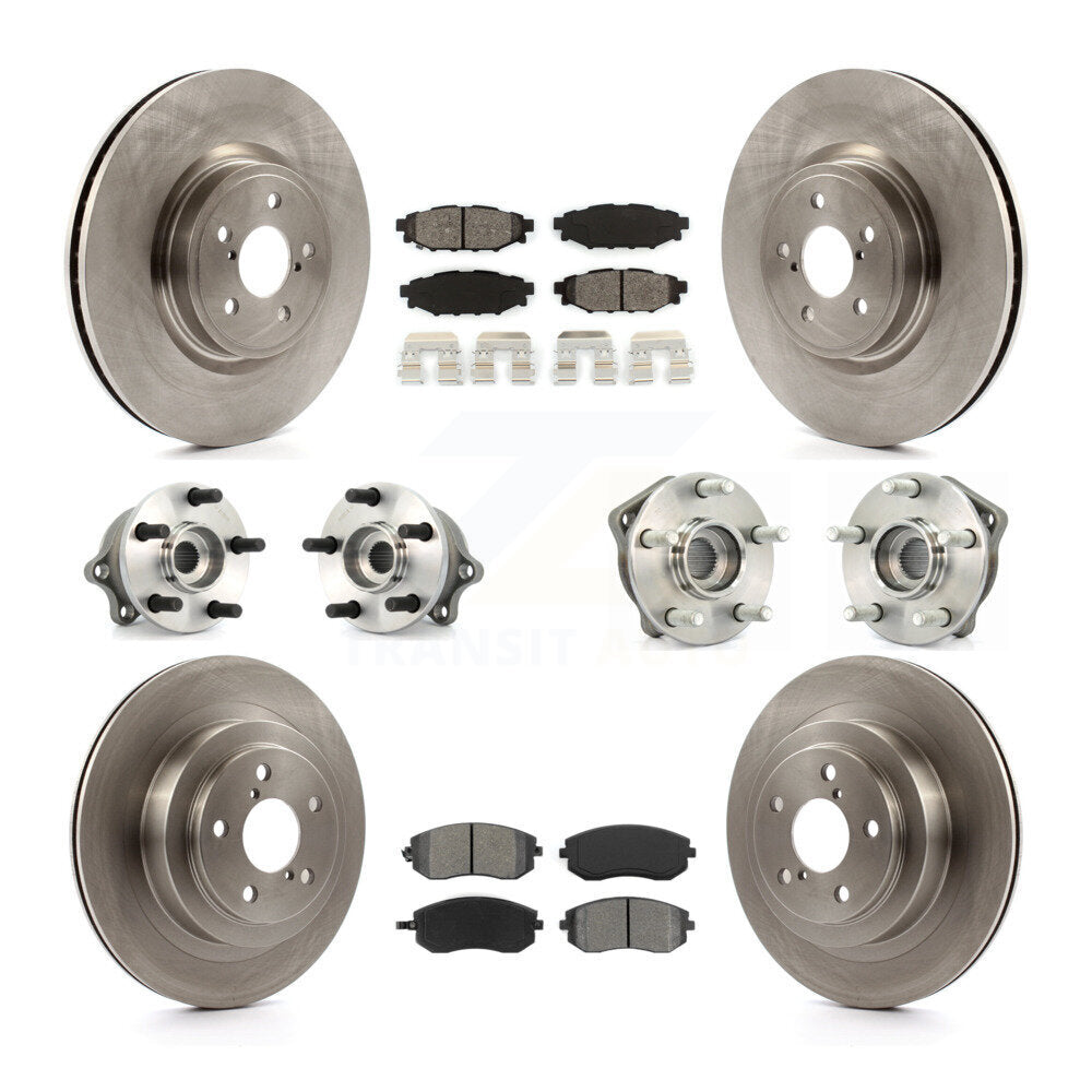 Hub Bearings Disc Brake Rotors And Pads Front Rear Kit (10Pc) For Subaru Legacy