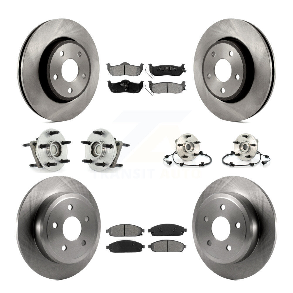 Hub Bearing Disc Brake Rotor & Pad Front Rear Kit (10Pc) For Jeep Grand Cherokee
