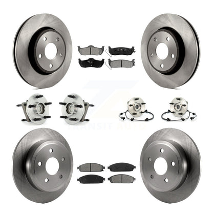 Hub Bearing Disc Brake Rotor & Pad Front Rear Kit (10Pc) For Jeep Grand Cherokee
