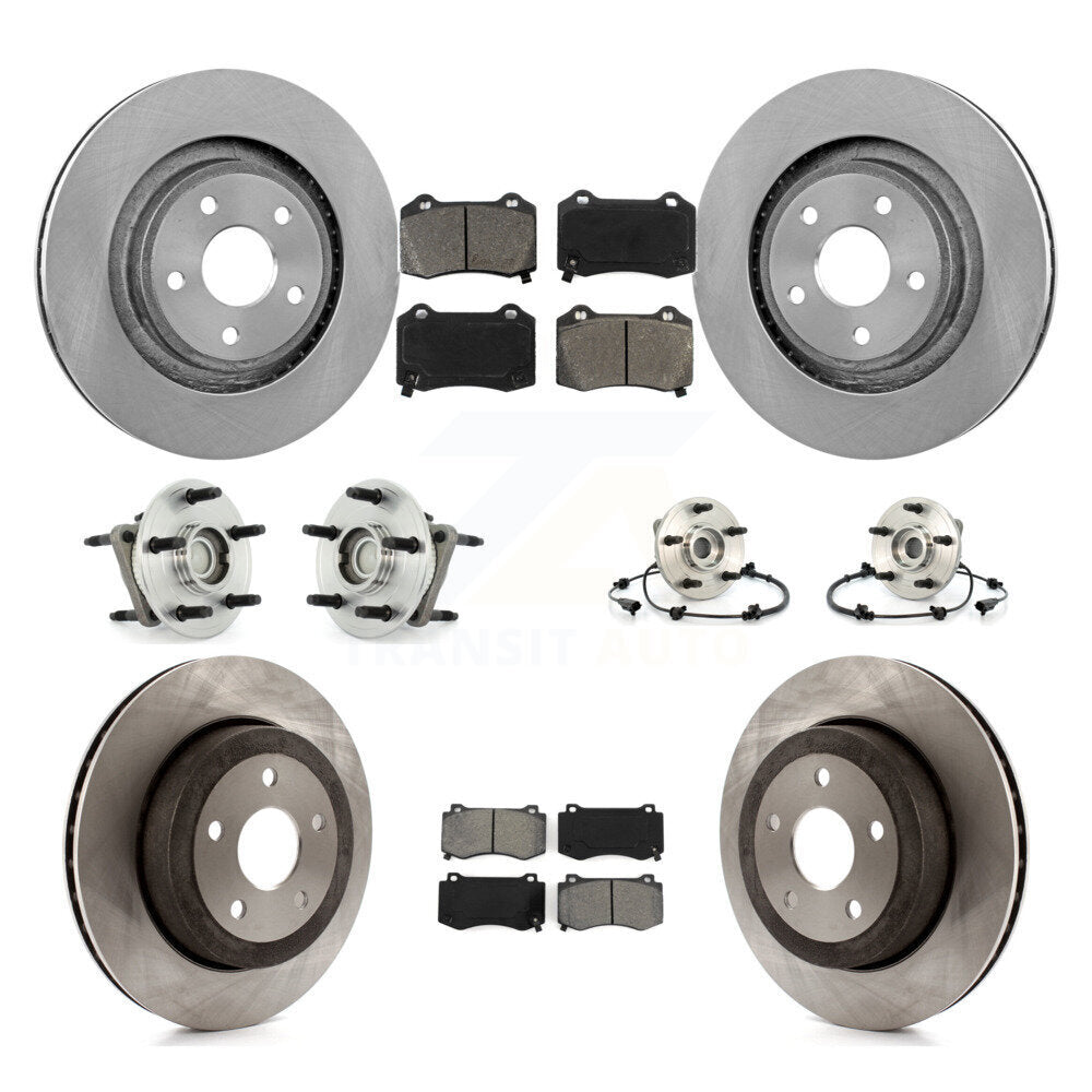 Hub Bearing Brake Rotor & Pad Front Rear Kit (10Pc) For Jeep Grand Cherokee SRT8