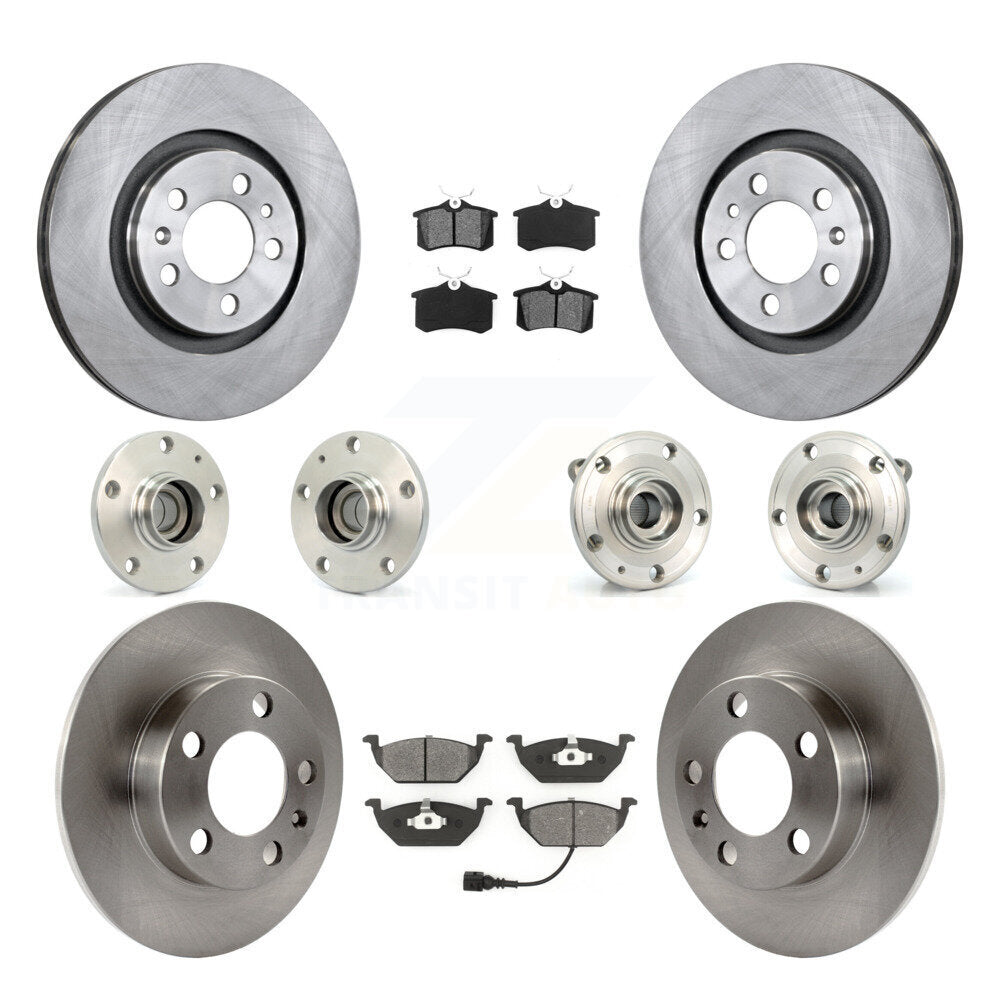Hub Bearing Disc Brake Rotor And Pads Front Rear Kit (10Pc) For Volkswagen Jetta