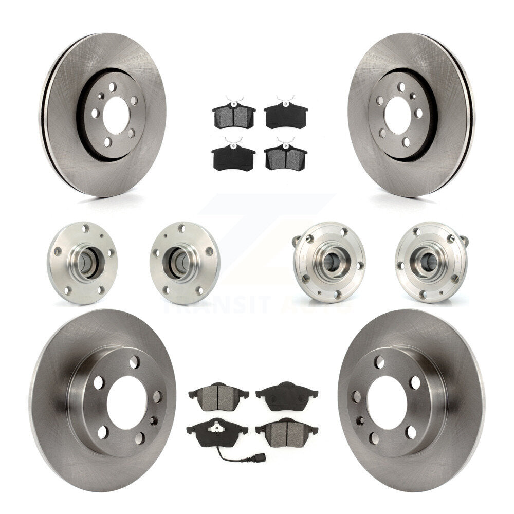 Hub Bearing Disc Brake Rotor And Pads Front Rear Kit (10Pc) For Volkswagen Jetta