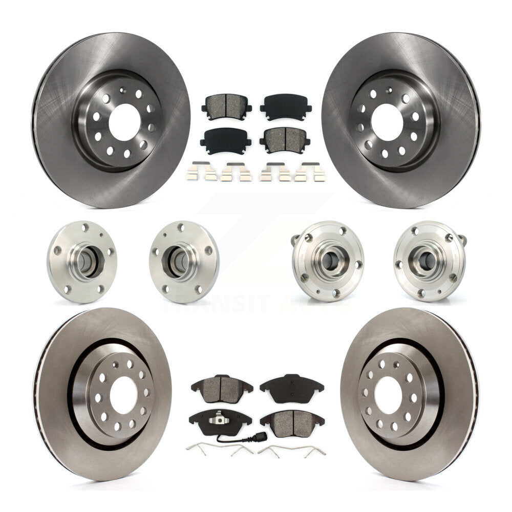 Hub Bearing Brake Rotor & Pad Front Rear Kit (10Pc) For Volkswagen Passat CC FWD