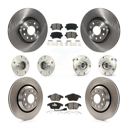 Hub Bearing Brake Rotor & Pad Front Rear Kit (10Pc) For Volkswagen Passat CC FWD