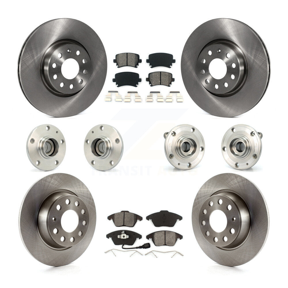 Hub Bearing Disc Brake Rotor Pad Front Rear Kit (10Pc) For Volkswagen Passat Eos