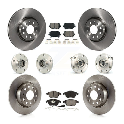 Hub Bearing Disc Brake Rotor Pad Front Rear Kit (10Pc) For Volkswagen Passat Eos