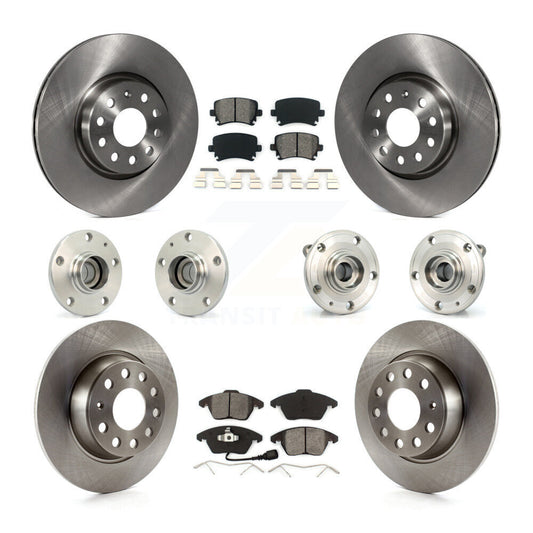 Hub Bearing Disc Brake Rotor Pad Front Rear Kit (10Pc) For Volkswagen Passat Eos