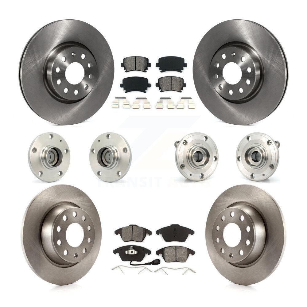 Hub Bearing Disc Brake Rotor Pads Front Rear Kit (10Pc) For Volkswagen CC Passat