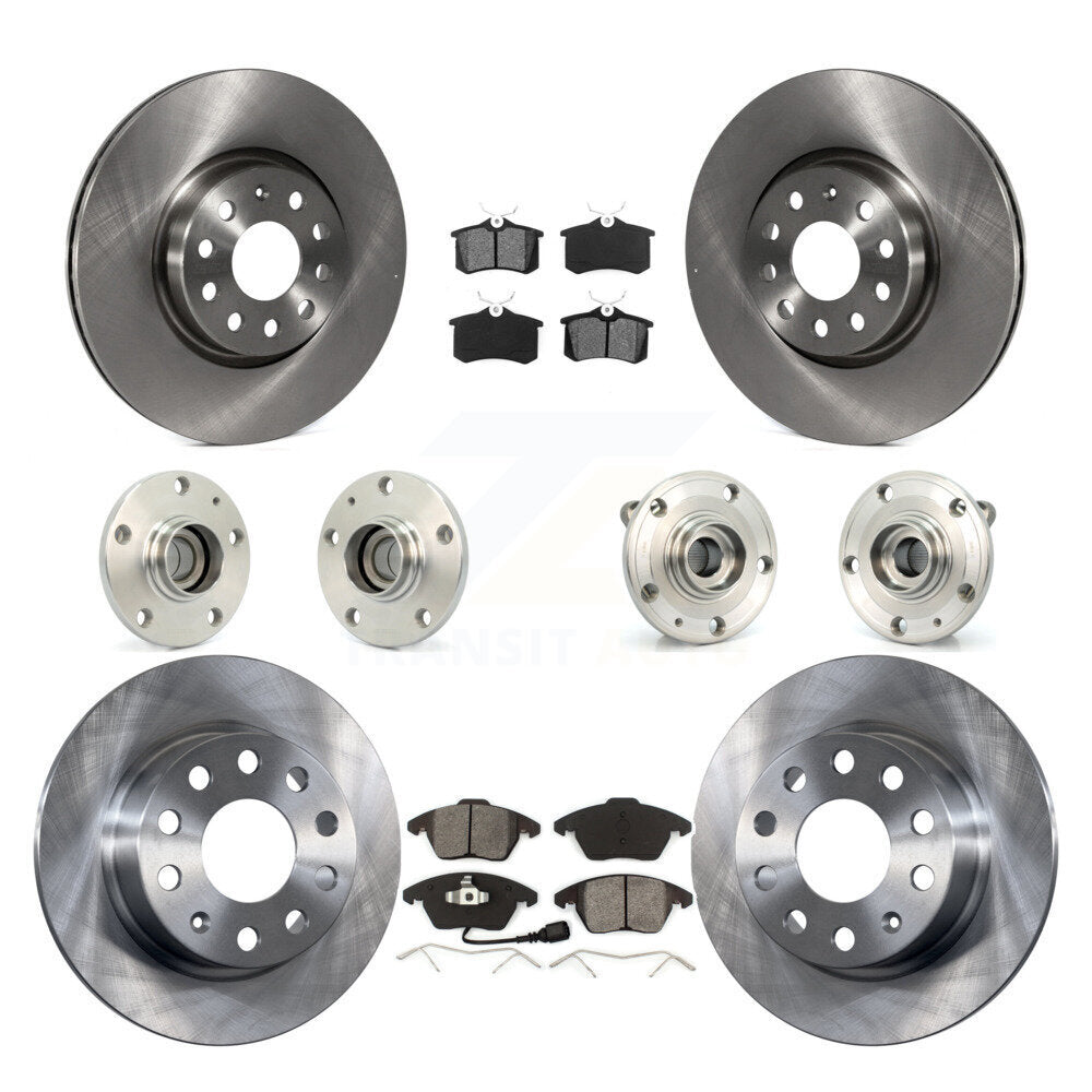Hub Bearing Brake Rotor & Pads Front Rear Kit (10Pc) For Volkswagen Jetta Beetle