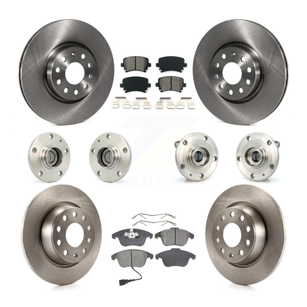 Hub Bearing Brake Rotor Pads Front Rear Kit (10Pc) For Volkswagen Tiguan Audi Q3
