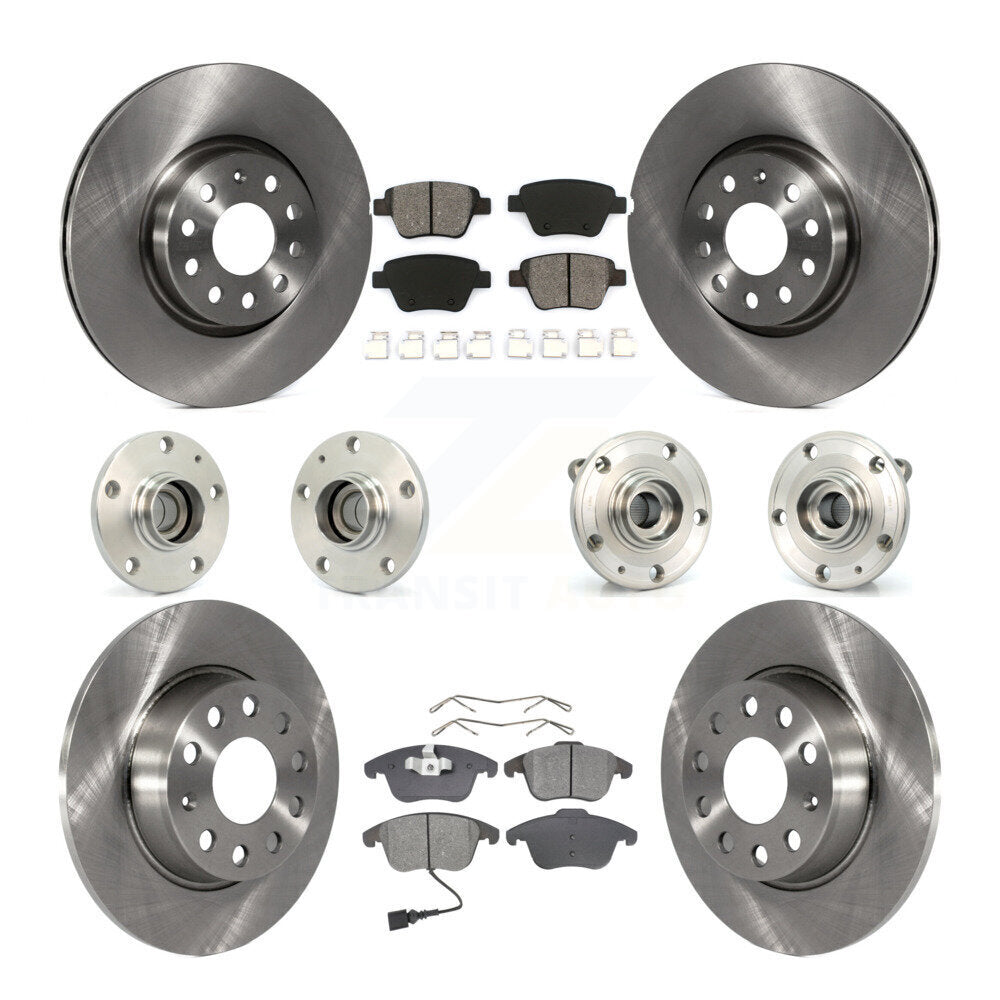 Hub Bearing Brake Rotor & Pads Front Rear Kit (10Pc) For 12-14 Volkswagen Passat