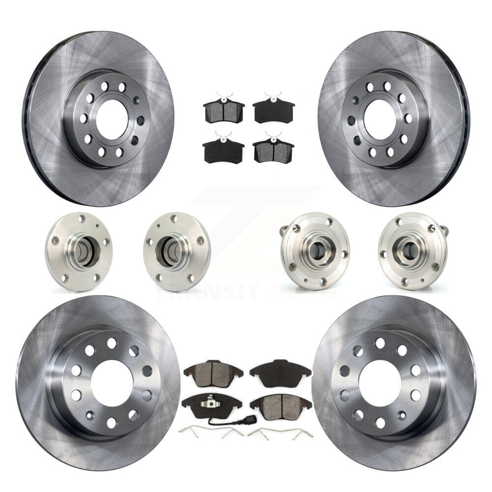 Hub Bearing Brake Rotor & Pads Front Rear Kit (10Pc) For Volkswagen Jetta Beetle