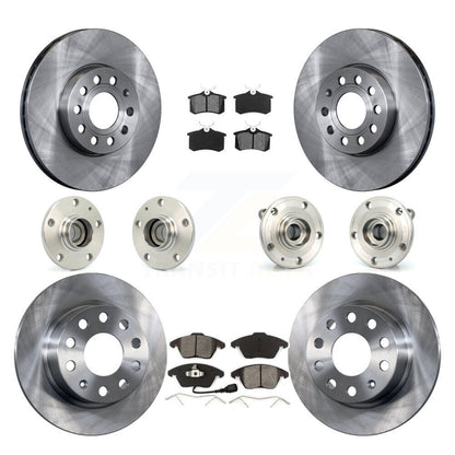 Hub Bearing Brake Rotor & Pads Front Rear Kit (10Pc) For Volkswagen Jetta Beetle