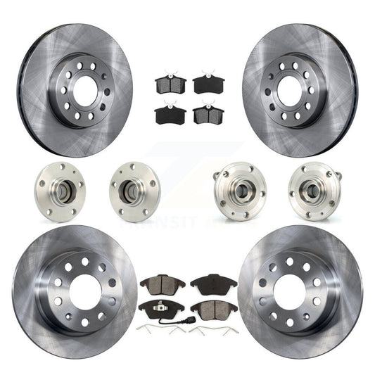 Hub Bearing Brake Rotor & Pads Front Rear Kit (10Pc) For Volkswagen Jetta Beetle