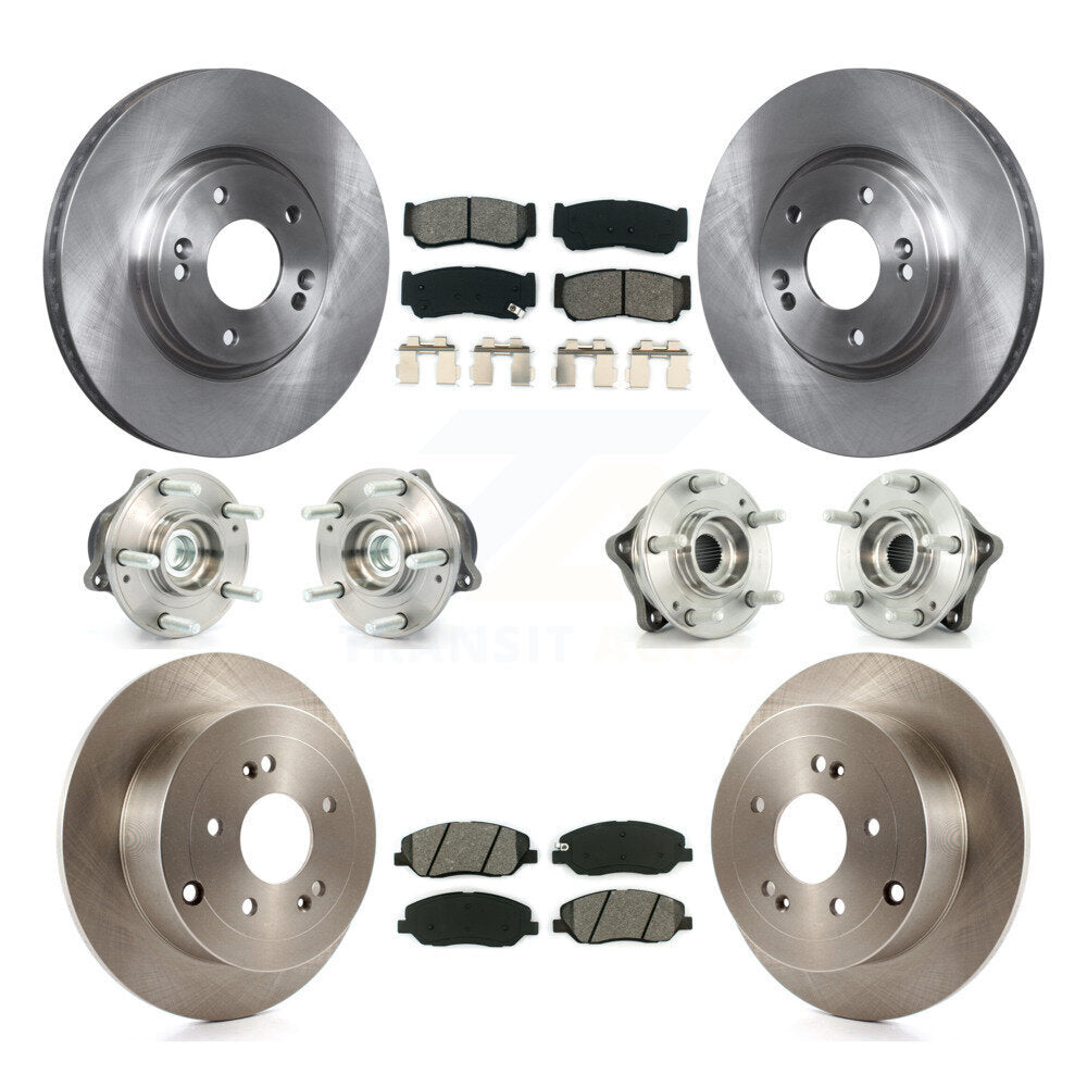 Hub Bearing Brake Rotor Pad Front Rear Kit (10Pc) For 07-09 Hyundai Santa Fe FWD