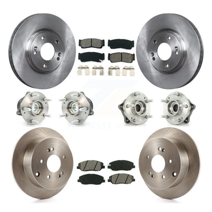 Hub Bearing Brake Rotor Pad Front Rear Kit (10Pc) For 07-09 Hyundai Santa Fe FWD