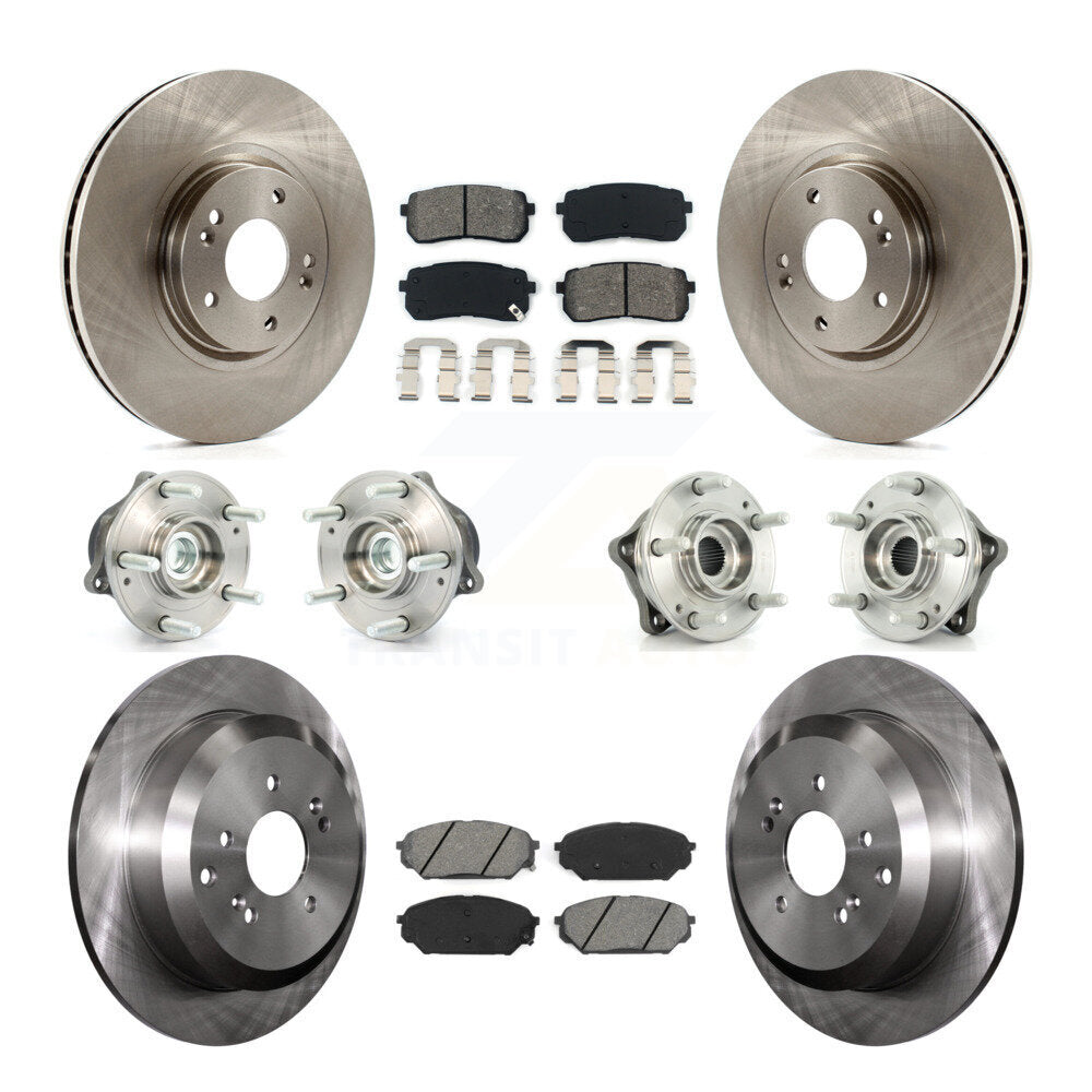 Hub Bearing Brake Rotor Pad Front Rear Kit (10Pc) For 07-12 Hyundai Veracruz FWD
