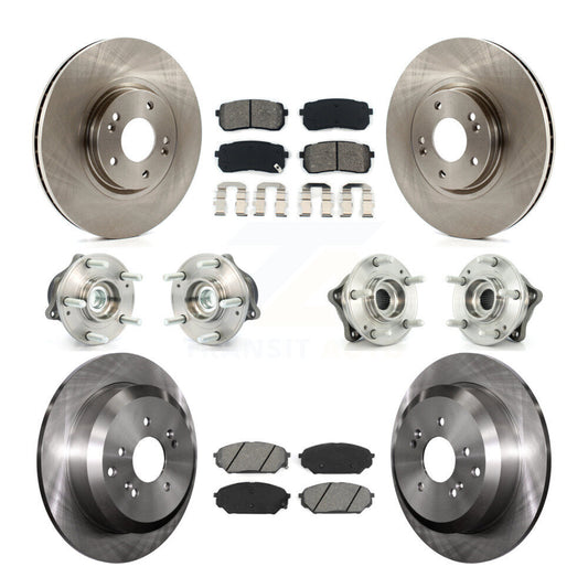 Hub Bearing Brake Rotor Pad Front Rear Kit (10Pc) For 07-12 Hyundai Veracruz FWD