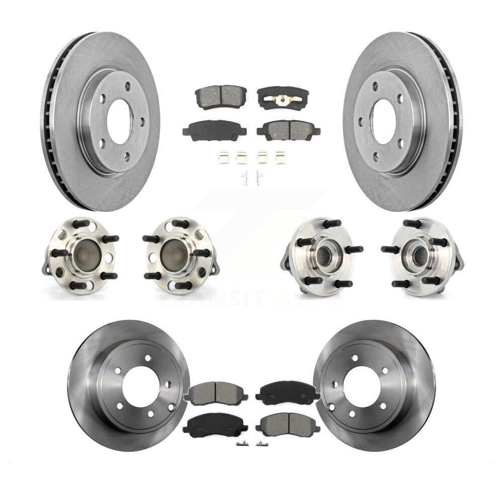 Hub Bearings Disc Brake Rotors And Pads Front Rear Kit (10Pc) For Dodge Caliber