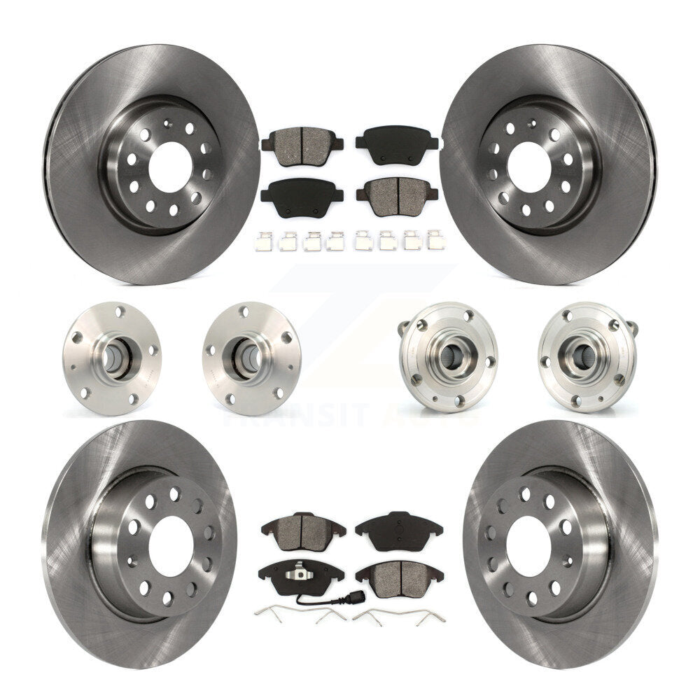 Hub Bearings Disc Brake Rotors And Pads Front Rear Kit (10Pc) For Volkswagen GTI