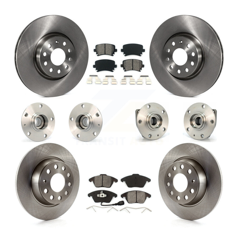 Hub Bearings Disc Brake Rotors And Pads Front Rear Kit (10Pc) For Volkswagen GTI