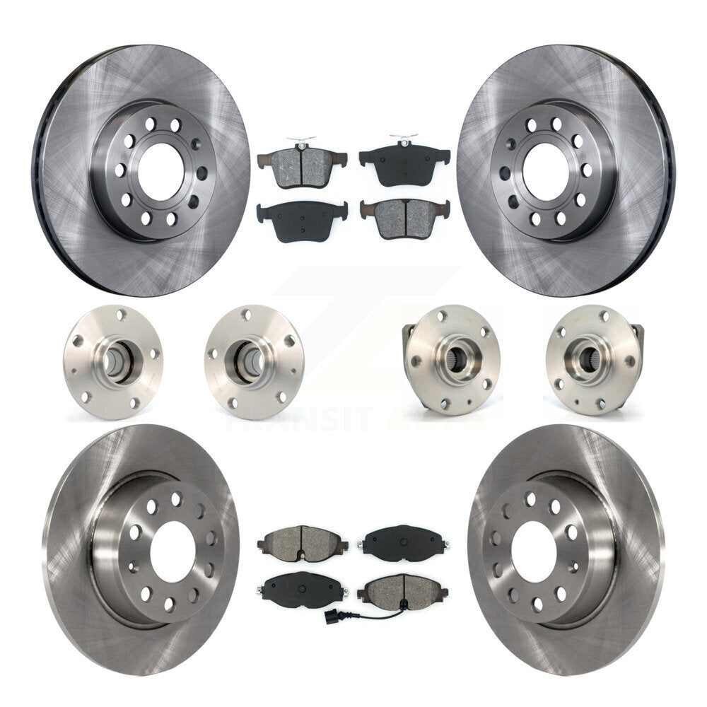 Hub Bearing Brake Rotor & Pads Front Rear Kit (10Pc) For 15-19 Volkswagen e-Golf