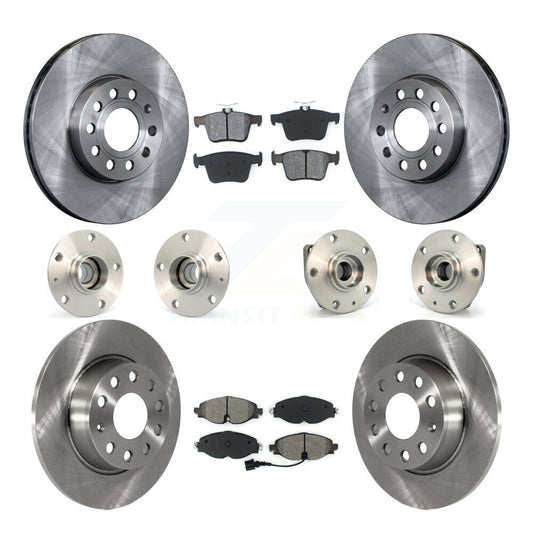 Hub Bearing Brake Rotor & Pads Front Rear Kit (10Pc) For 15-19 Volkswagen e-Golf