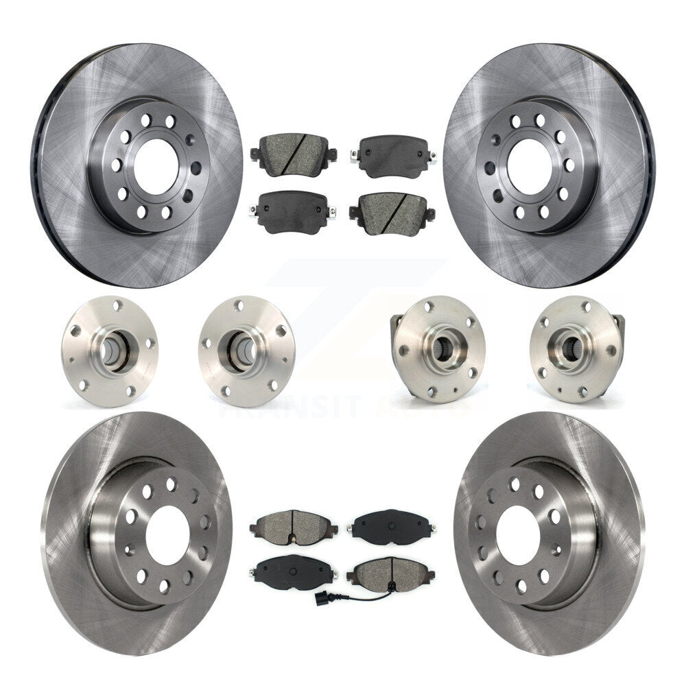 Hub Bearing Brake Rotor Pad Front Rear Kit (10Pc) For Volkswagen Golf SportWagen
