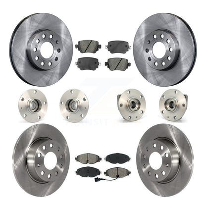 Hub Bearing Brake Rotor Pad Front Rear Kit (10Pc) For Volkswagen Golf SportWagen