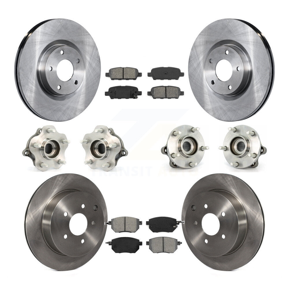 Hub Bearing Brake Rotor & Pads Front Rear Kit (10Pc) For 03-04 Nissan Murano AWD