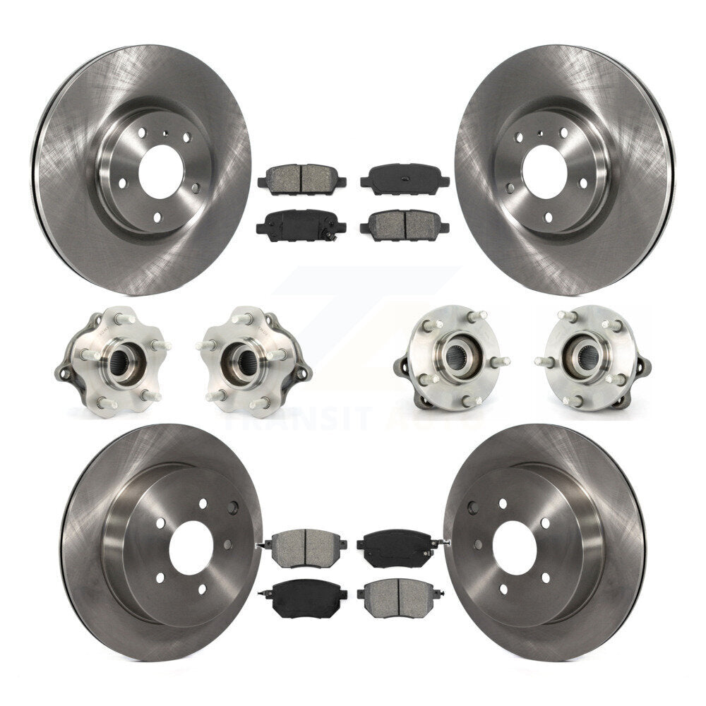 Hub Bearing Brake Rotor & Pads Front Rear Kit (10Pc) For 05-07 Nissan Murano AWD