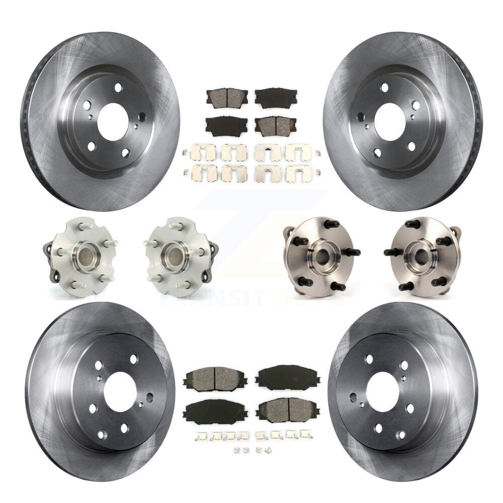Hub Bearings Disc Brake Rotors And Pads Front Rear Kit (10Pc) For Toyota RAV4