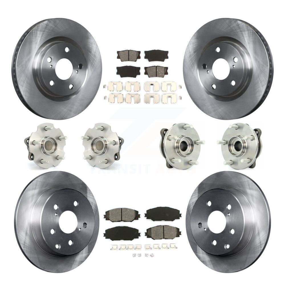 Hub Bearings Disc Brake Rotors And Pads Front Rear Kit (10Pc) For Toyota RAV4