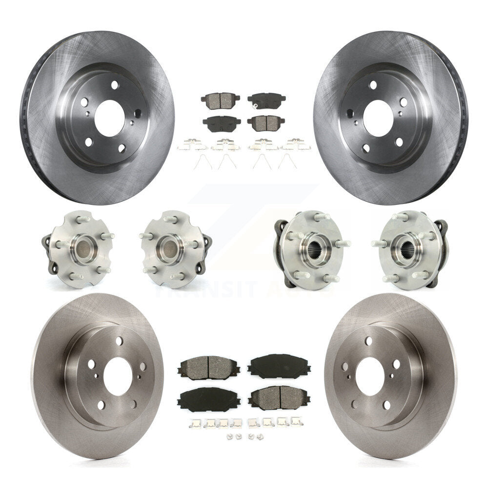 Hub Bearing Assembly Disc Brake Rotor And Pad Front Rear Kit (10Pc) For Scion tC