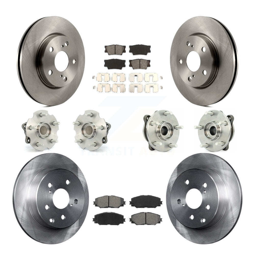 Hub Bearing Brake Rotor & Pads Front Rear Kit (10Pc) For Toyota RAV4 LE with FWD