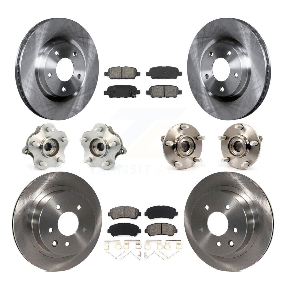 Hub Bearing Disc Brake Rotor And Pads Front Rear Kit (10Pc) For Nissan Rogue AWD