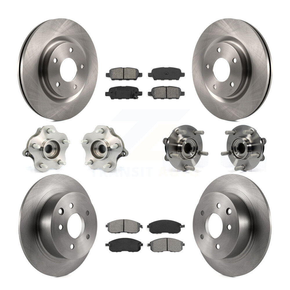 Hub Bearings Disc Brake Rotors And Pads Front Rear Kit (10Pc) For Nissan Juke