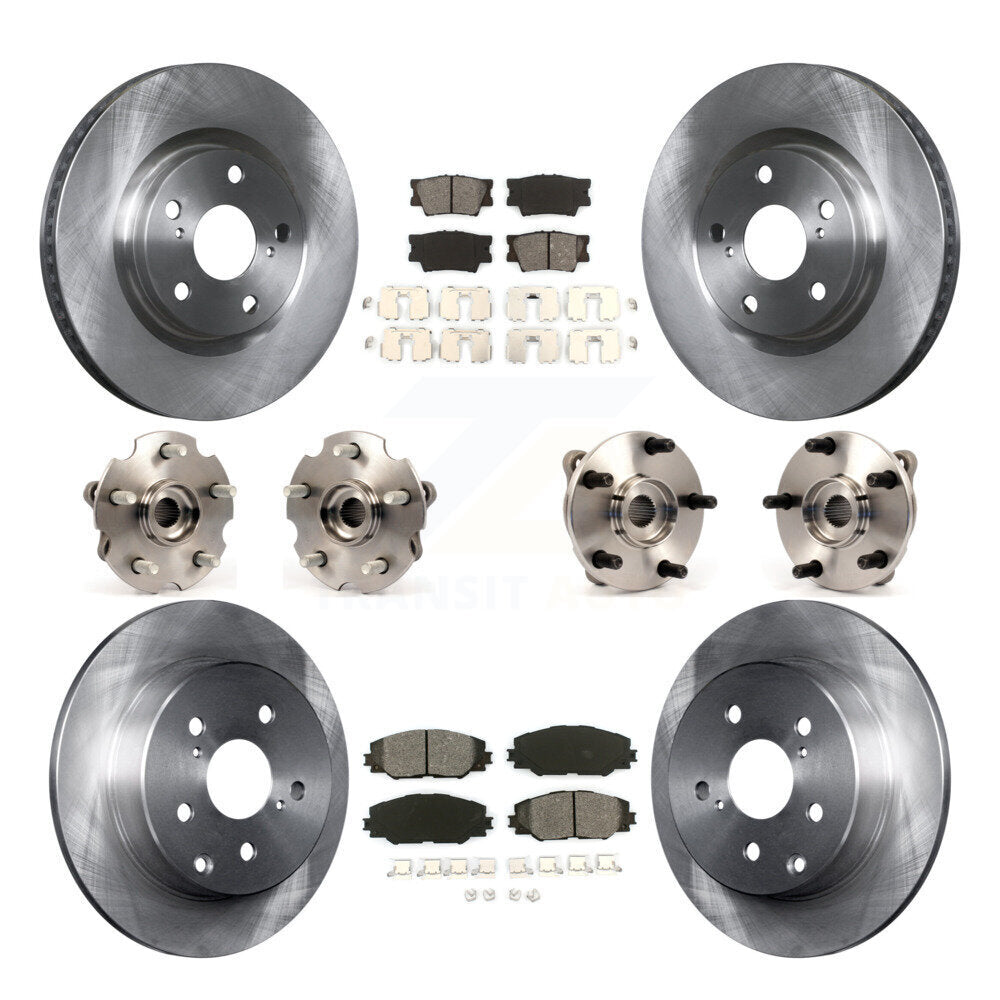 Hub Bearings Disc Brake Rotors And Pads Front Rear Kit (10Pc) For Toyota RAV4