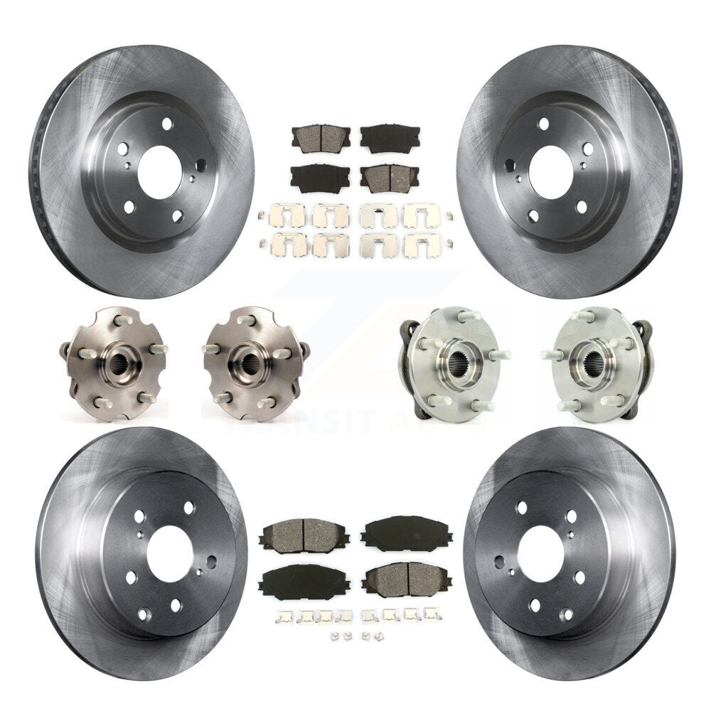 Hub Bearings Disc Brake Rotors And Pads Front Rear Kit (10Pc) For Toyota RAV4