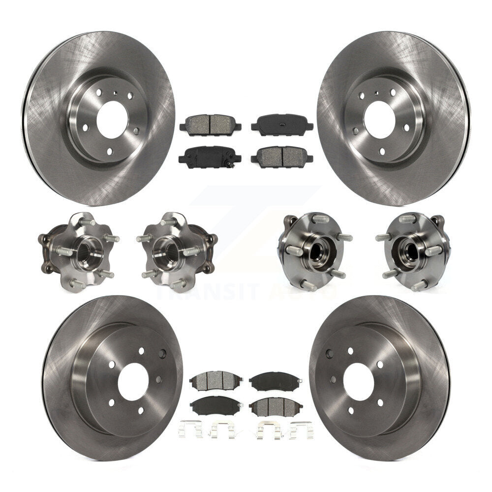 Hub Bearing Brake Rotor & Pads Front Rear Kit (10Pc) For 15-17 INFINITI QX70 RWD